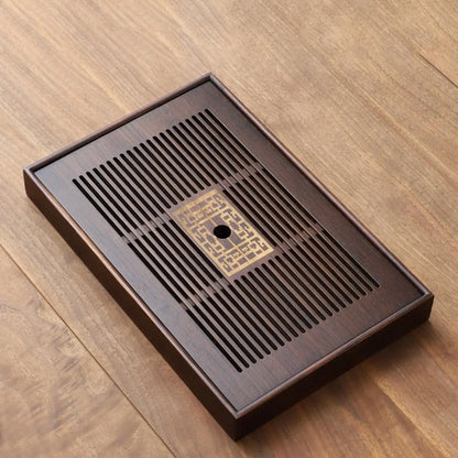 BowLift | Chinese Tea Tray with Water Storage Box Durable Simple Drainage Type Plate Tea Serving Tray for Teahouse Home Household Office