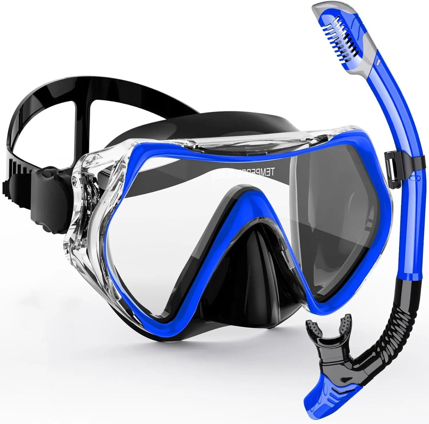 BowLift | AquaVision Snorkel Mask Set for Adults | Anti-Fog & Impact Resistant | Silicone Edge & Dry Snorkel | 180° Field of View