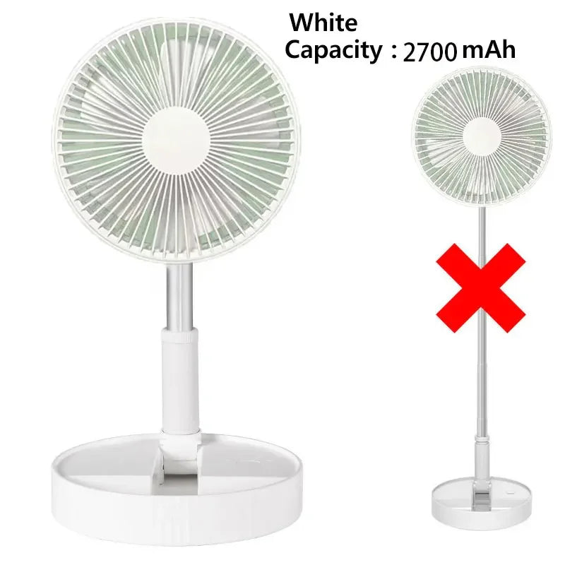 7200mAh USB Rechargeable Portable Foldable Fan, Quiet Floor Fan for Outdoor Home, Wireless Fan, 4 Speeds, Camping Portable Fan | Karnz