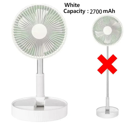 7200mAh USB Rechargeable Portable Foldable Fan, Quiet Floor Fan for Outdoor Home, Wireless Fan, 4 Speeds, Camping Portable Fan | Karnz