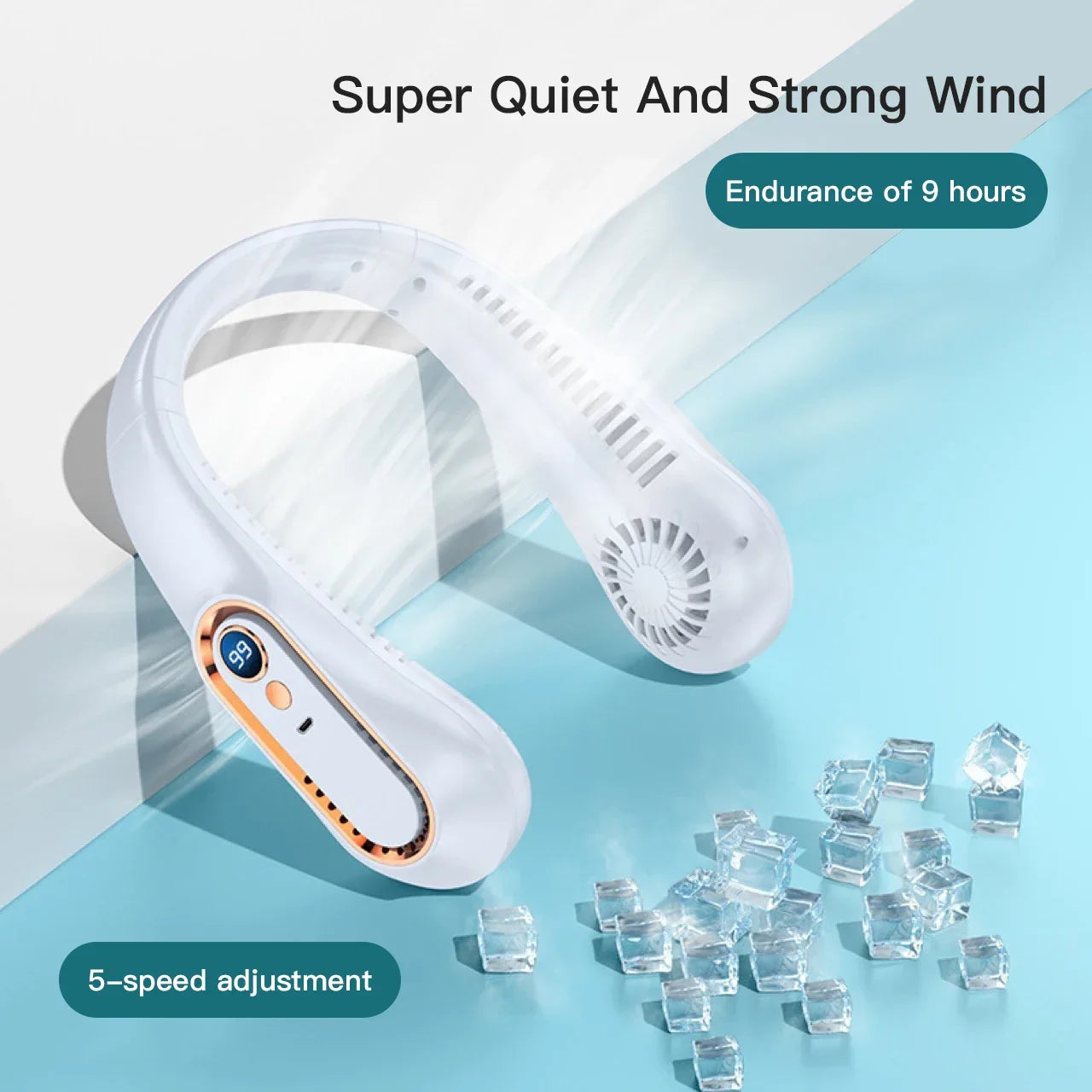 Portable Mini Bladeless Neck Fan with Digital Display - USB Rechargeable Neck Air Cooler, Hands-Free Cooling Experience | Karnz