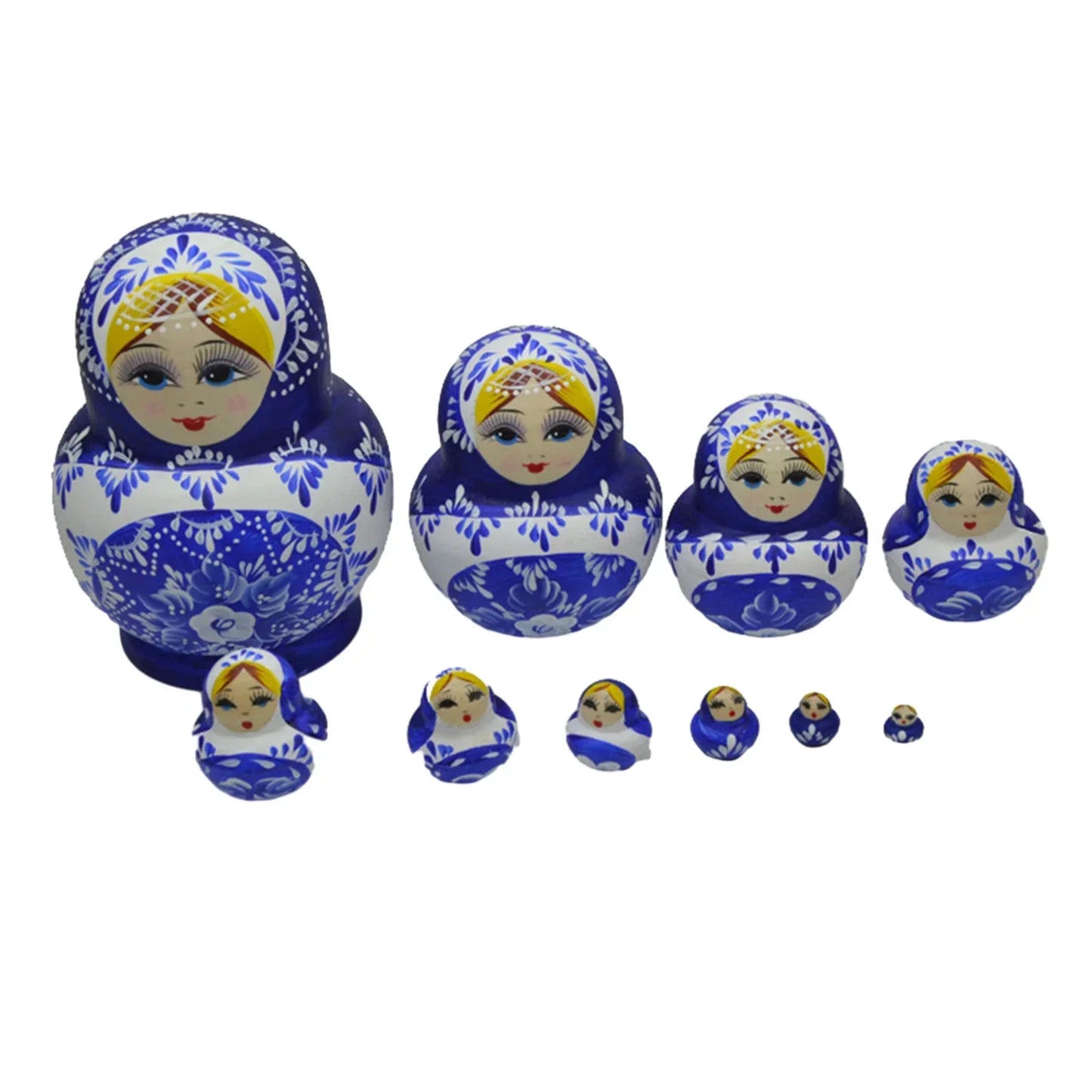 Skanto | 10 Piece Set of Wooden Russian Matryoshka Dolls