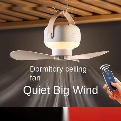 Portable Wireless Mini Ceiling Fan – USB Fan with Remote, Stand, Night Light for Home, Outdoor & Camping | Skanto