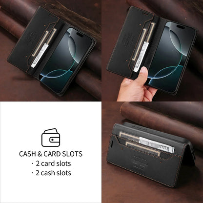 Sandsberg | RFID Leather iPhone 16/15 Magnetic Flip Wallet Case