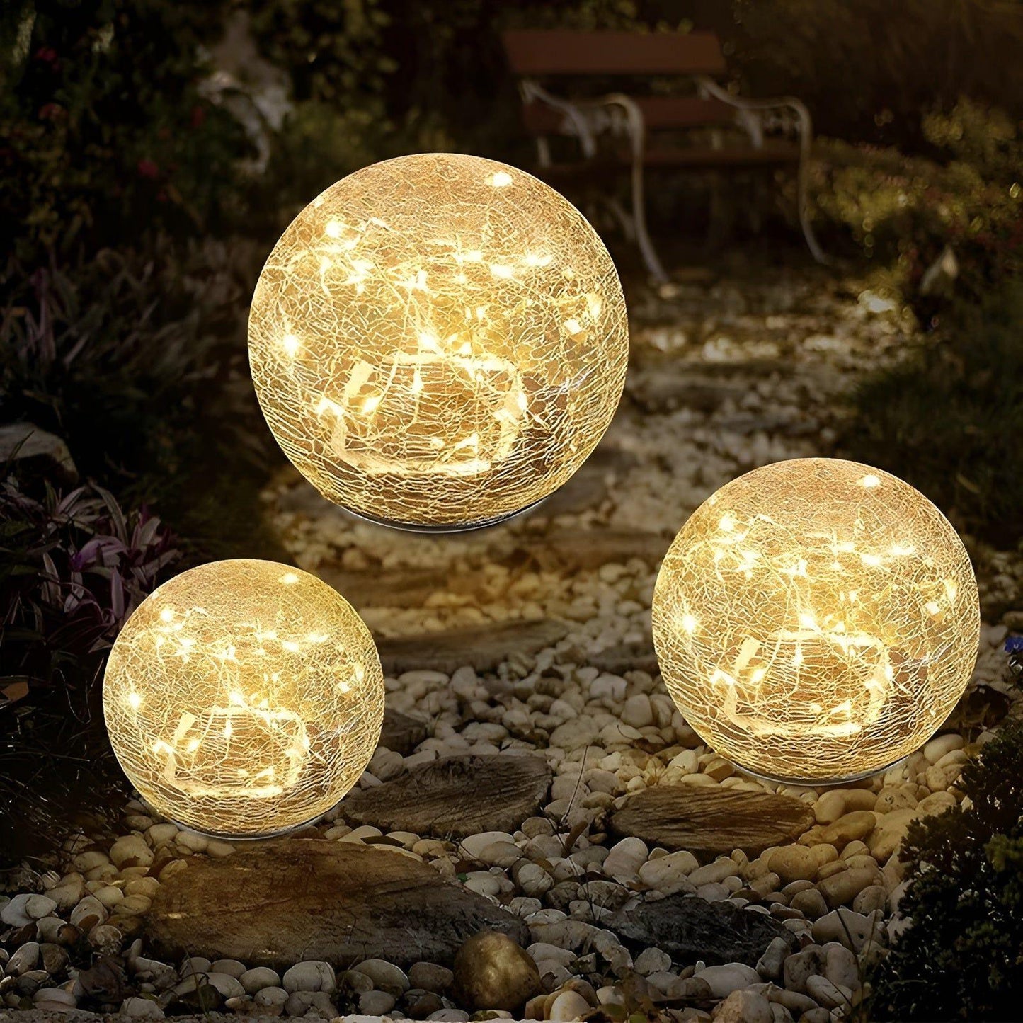 BowLift | Lumora Solar Garden Light | Warm White LED Light | Automatic & IP65 Waterproof | Broken Glass Design