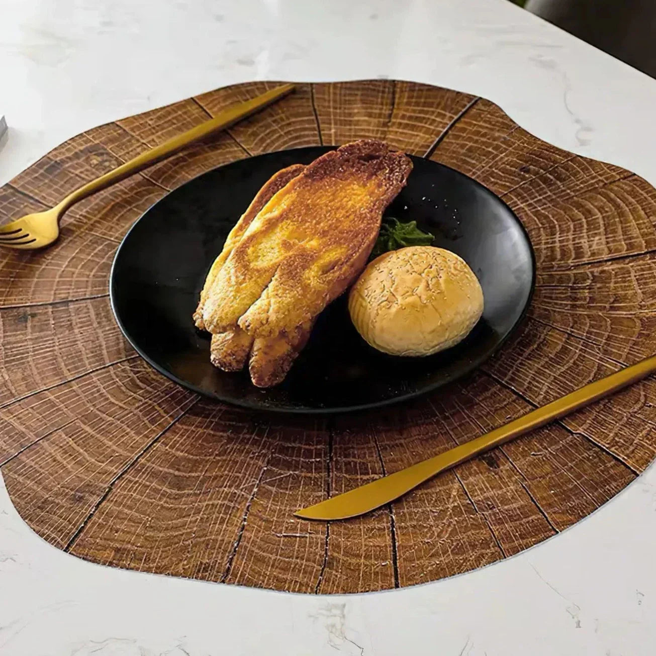 Sandsberg 4-piece Set Tree Ring Placemats | Natural Wood Look | Heat Resistant & Non-Slip