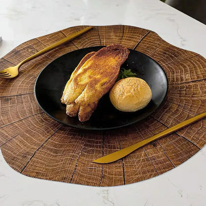 Sandsberg 4-piece Set Tree Ring Placemats | Natural Wood Look | Heat Resistant & Non-Slip