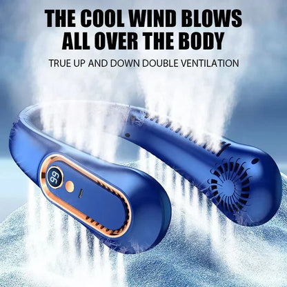 Portable Mini Bladeless Neck Fan with Digital Display - USB Rechargeable Neck Air Cooler, Hands-Free Cooling Experience | Karnz