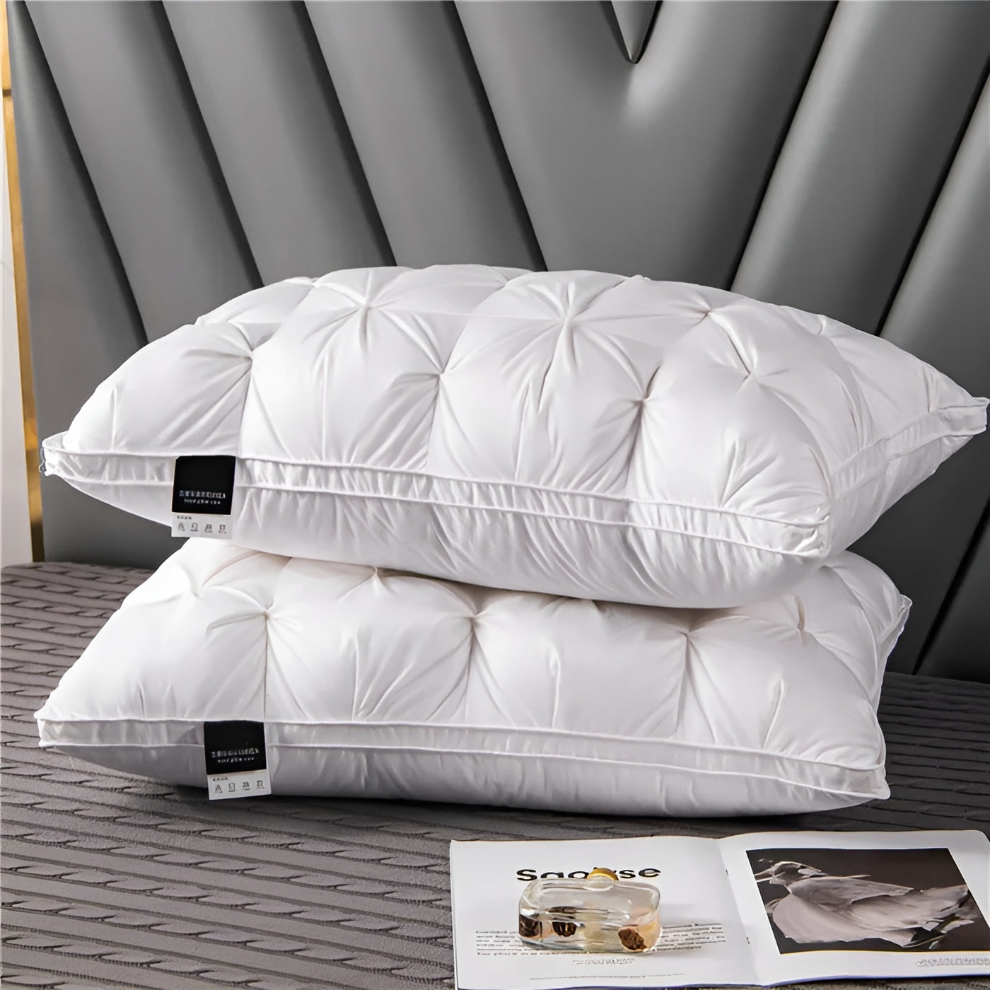 Hotel Pillow with Down Filling - Luxurious and Comfortable | Modern Design for Bedroom and Living Room | Skanto