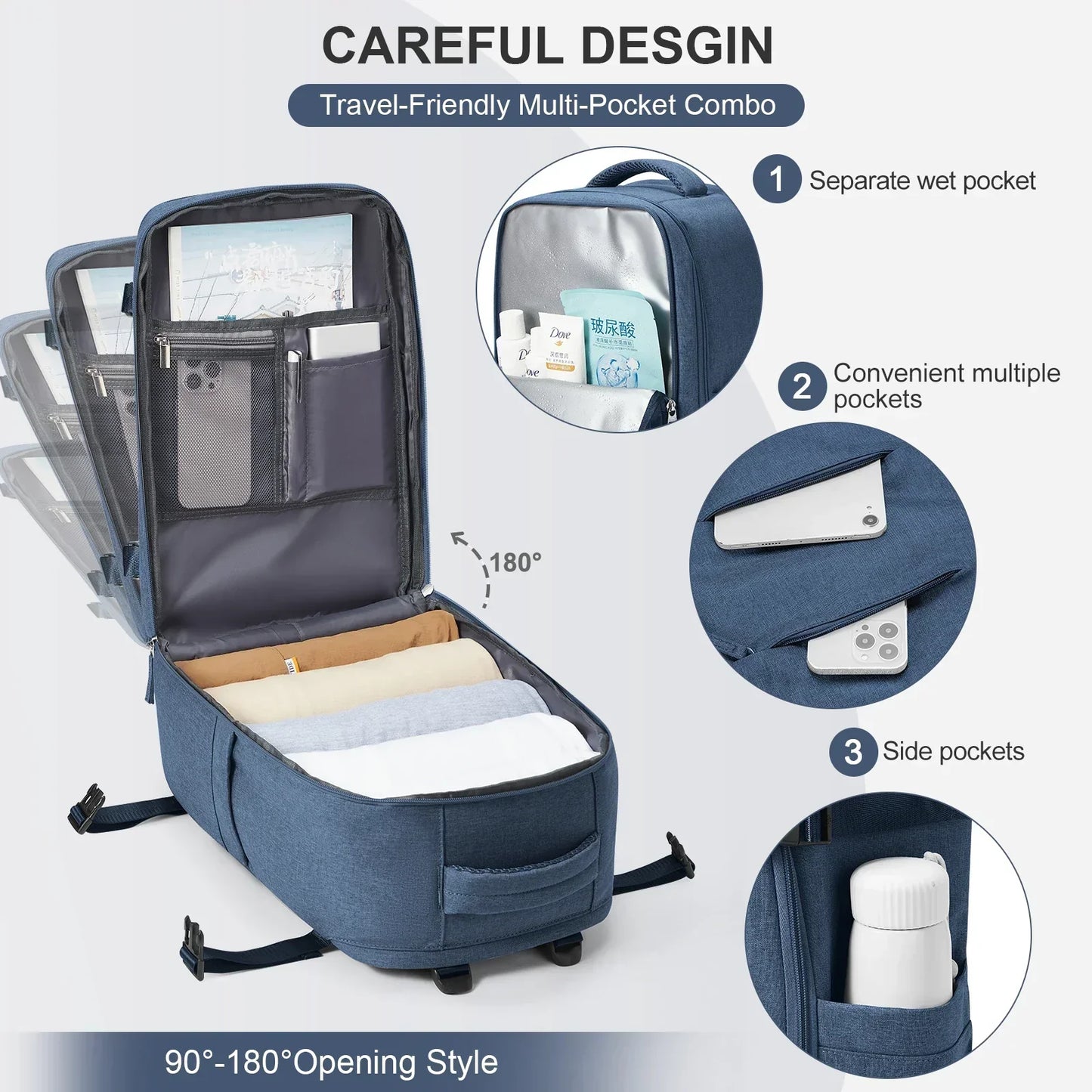 BowLift | Trekvora Travel Backpack | Waterproof & Versatile | Laptop Compartment 15.6" | Wet-Dry Separation