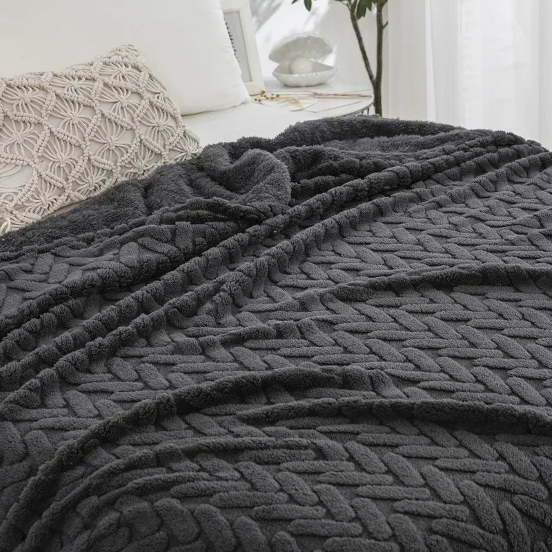 BowLift | Jacquard Fleece Blanket CozyWeave | Single Layer & Double Sided | Soft Tafu & Shu Cotton Fleece | For Autumn & Winter