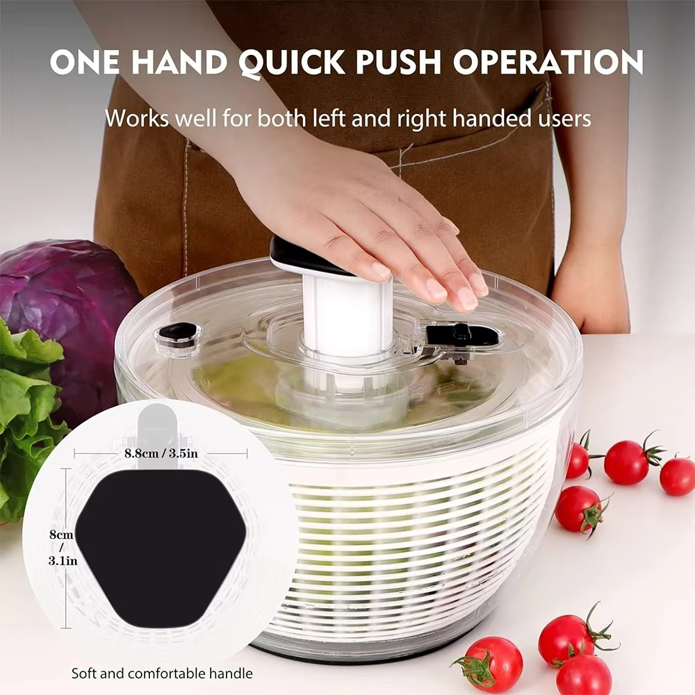 Skanto | 6.3 QT One-Handed Salad Spinner with Easy Press Drying System