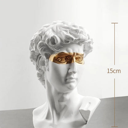 Skanto | Decorative Statues, 15 cm, David, Coffee Table, Home Decor, Ornament, Plaster Bust, White Resin, Decorative Art Sculpture