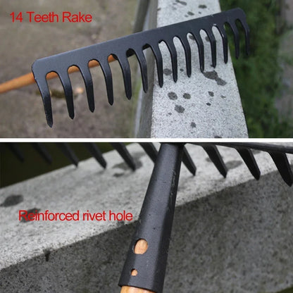 BowLift | AgriZink Stainless Steel Garden Rake with 14 Tines | Robust Tool for Agriculture & Garden | For Leaves, Hay, Soil & Mulch | High-Quality Soil Rake
