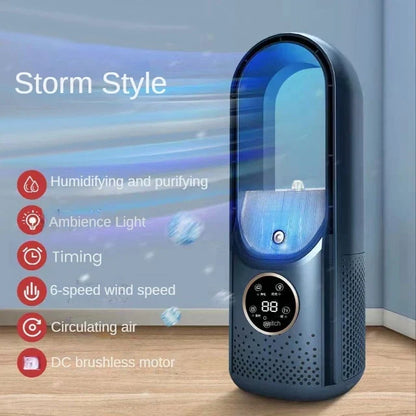 Portable USB Bladeless Air Cooler – Quiet 6-Speed Electric Fan with Timer & Humidifier | Skanto