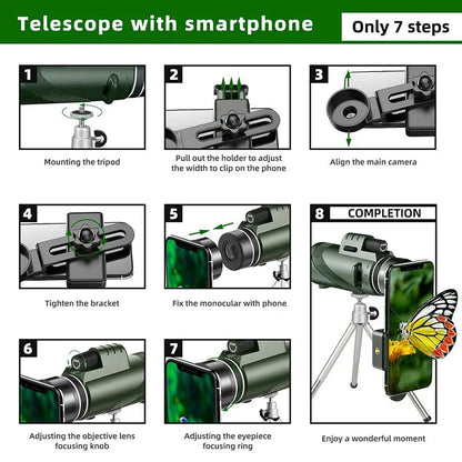 BowLift | 80x100 HD Zoom Monocular Telescope: Powerful portable binoculars for hunting, camping, and outdoor exploration