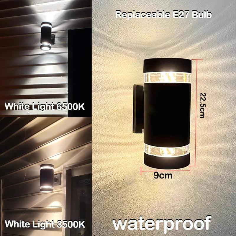 BowLift | LumiBloc LED Outdoor Wall Light – Modern IP65 Up & Down Design with E27 Socket