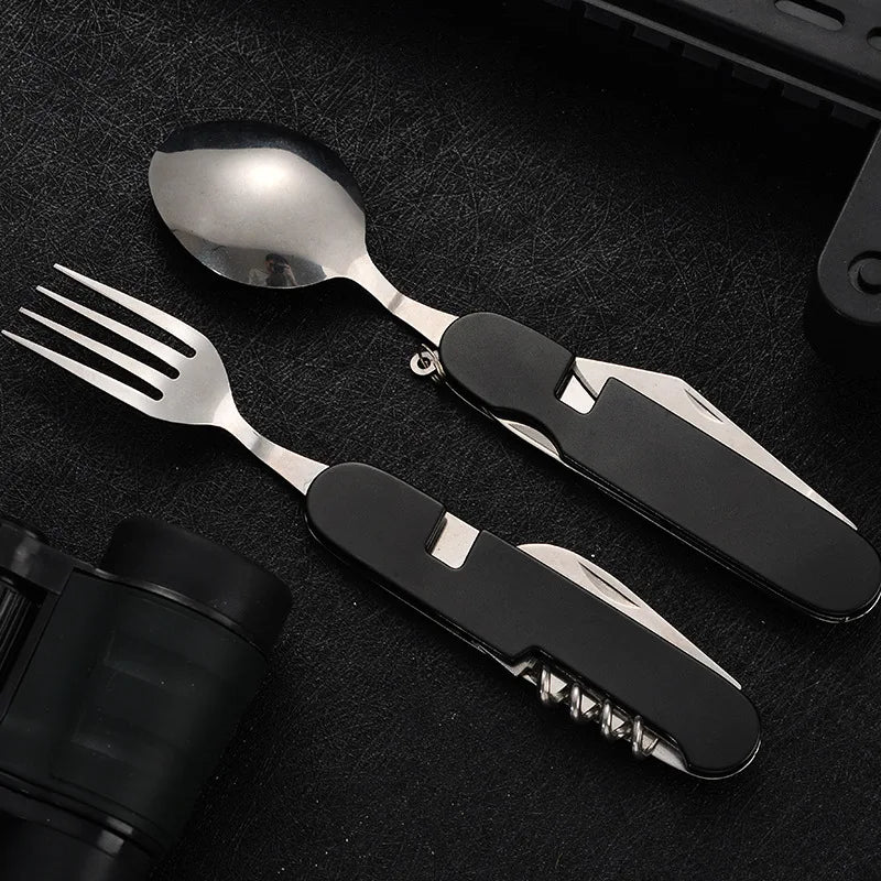BowLift | OutdoGear 4-in-1 Folding Cutlery | Compact & Multifunctional | Stainless Steel