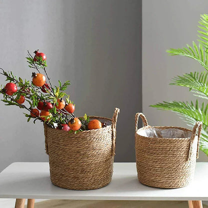 Skanto | Nordic Extra Large Straw Flower Pot Tare Storage Basket Pot Green Plant Flower Basket Hand-woven Floor Indoor Flower Pot