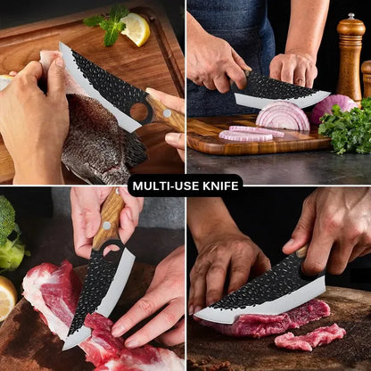 Skanto | Handmade Blacksmith Knife Set – Professional Butcher, Boning, Chef, and Vegetable Knives for Home and Chef Use