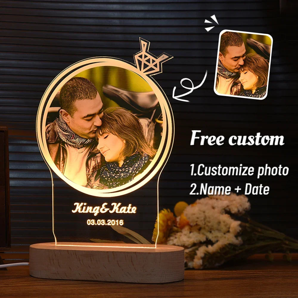 Skanto | Personal 3D Photo Lamp: Custom Photo & Text Night Light - Ideal for Valentine's, Weddings, Anniversaries, Birthday Gifts