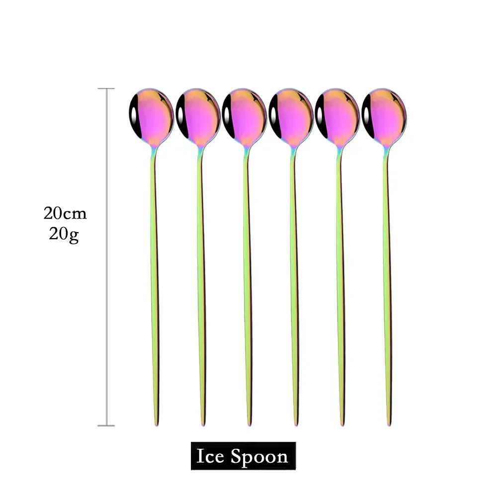 Skanto | Golden 6-Piece Long Handle Spoon Set
