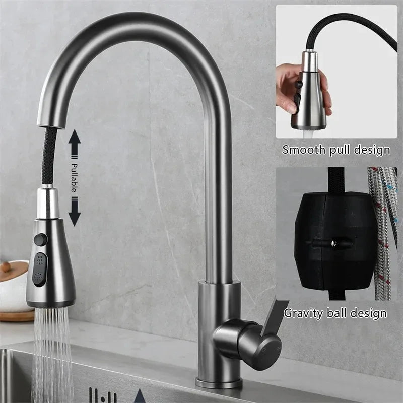 BowLift | Kitchen faucet with pull-out spout – Brushed Nickel