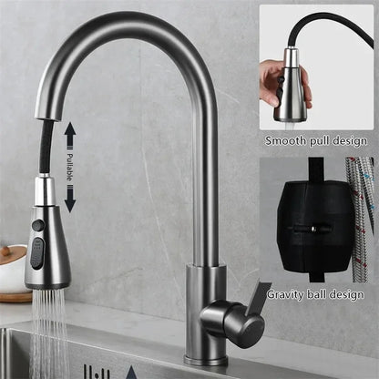 BowLift | Kitchen faucet with pull-out spout – Brushed Nickel