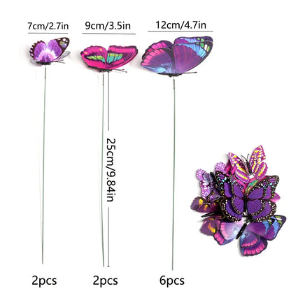 BowLift | FloraViva Butterfly Garden Stakes | Set of 10 | Weatherproof & Colorful | For Beds, Flower Pots & Balcony