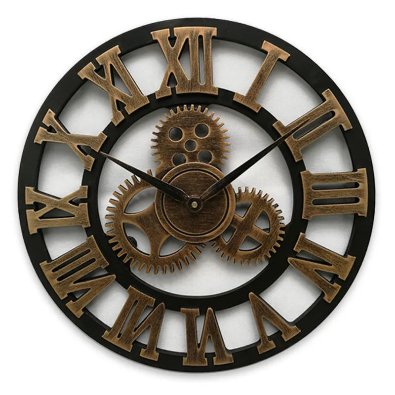 Large Vintage Wall Clock in European Wood Design – Decorative Clock with Roman Numerals | Brehn