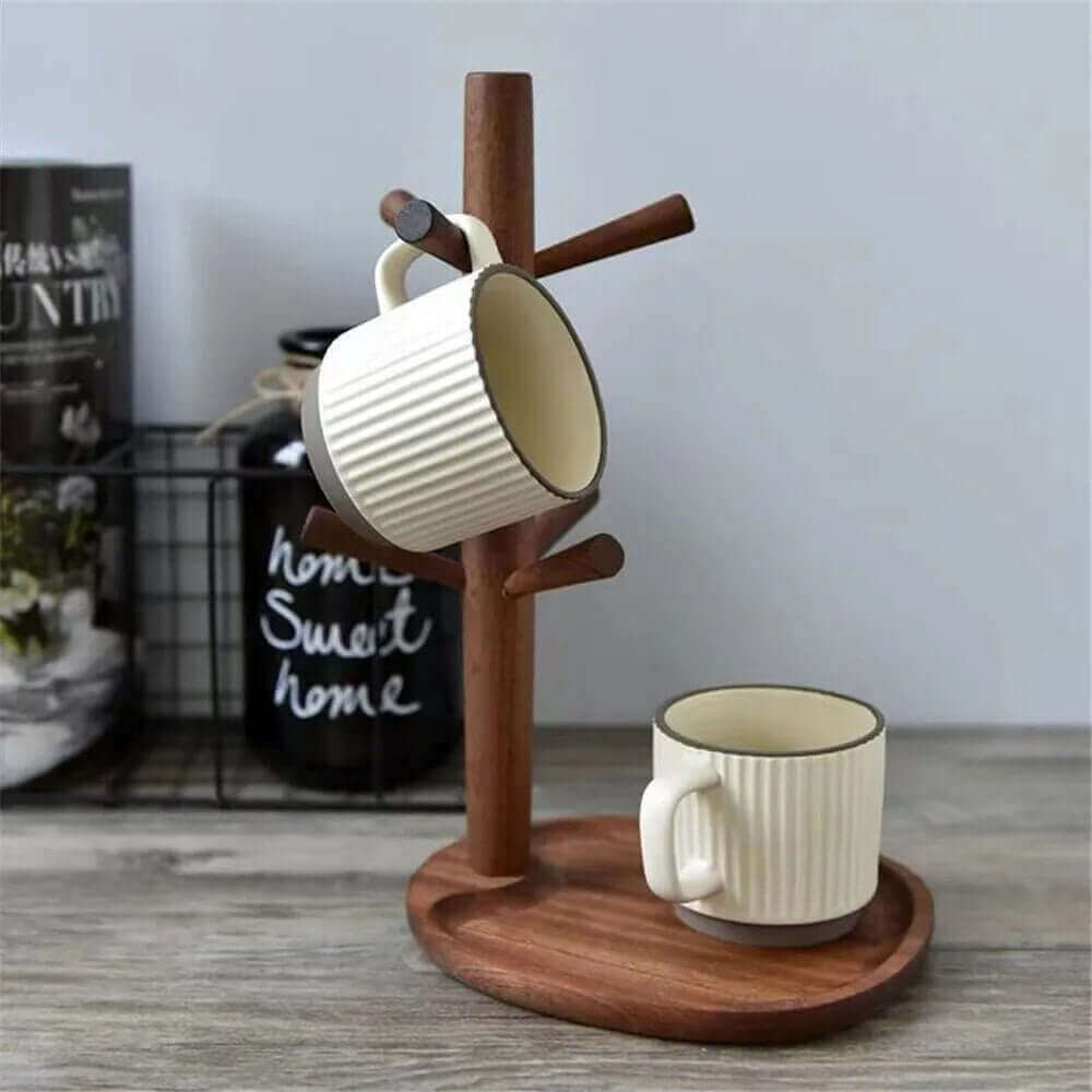 Sturdy Wooden Cup Holder: Cup Tree in Various Shapes + Colors