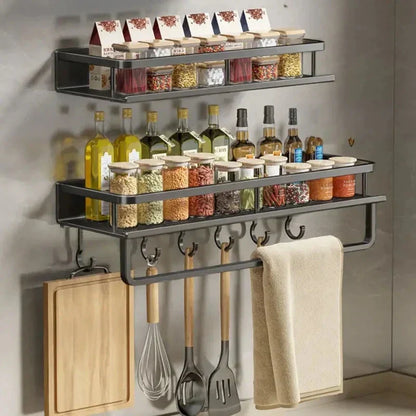 Skanto | Wall-Mounted Kitchen Shelf – Space-Saving and Stylish Aluminum Rack for Kitchen Utensils