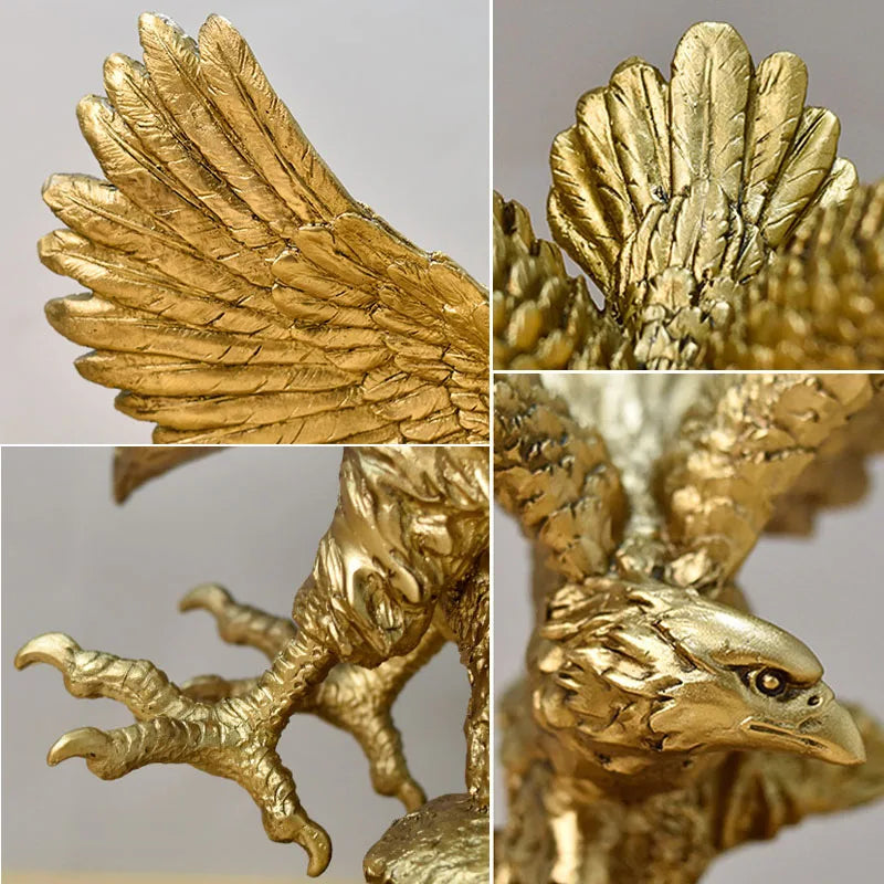 Skanto | Resin Golden Eagle Statue Art Animal Model Collection Ornament Home Office Desk Feng Shui Decor Figurines Simple