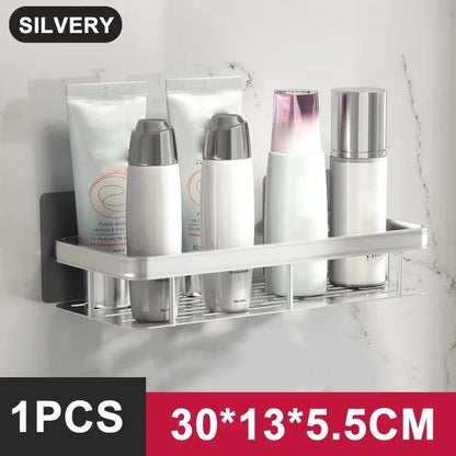Skanto | Bathroom Storage Shelf - No Drill Wall Mount Corner Shelf, Shower Caddy for Toilet and Shampoo Organizer, Bathroom Accessory