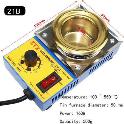 Skanto | Adjustable Temperature Tin Melting Furnace Stove Pot - 220V, 150/160W - Essential Tools with EU Plug for Various Melting Needs