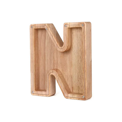 Skanto | Wooden Alphabet Piggy Bank with Transparent Window for Stylish Saving