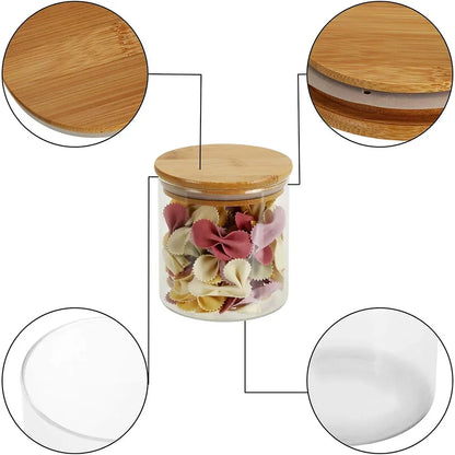 PureVorrat Glass Container Set – Storage Jars with Wooden Lid | Airtight & Stylish | Modern Kitchen Storage | Bowlift