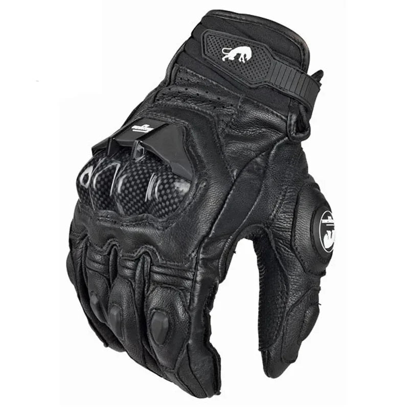 BowLift | Motorcycle Gloves RidePro Carbon | Wind & Waterproof | Touchscreen Compatible | Genuine Leather Protectors | For Summer & Winter