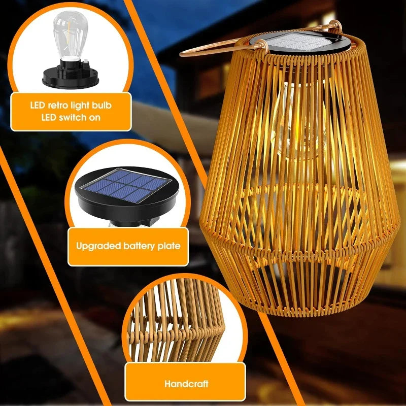 Solar Rattan Lantern Bowlift