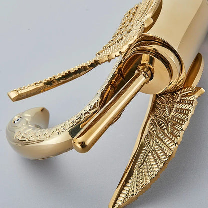 Skanto | Swan Single Handle Gold Basin Faucet