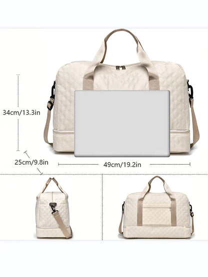 BowLift | Raumio TravelFlex Lightweight Travel Bag with Diamond Pattern | Large Sports & Weekend Bag with Shoe Compartment & Wet Compartment | Cabin Luggage Suitable & Foldable