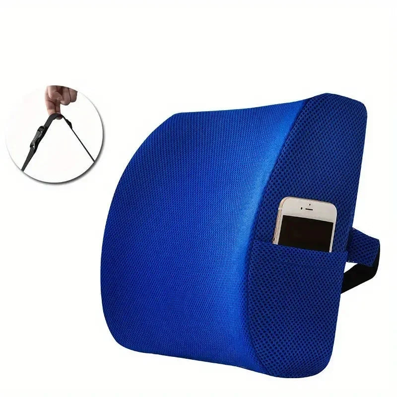 Lumbar support cushion for office chair and car seat - Perfectly balanced memory foam back cushion, versatile support for comfort