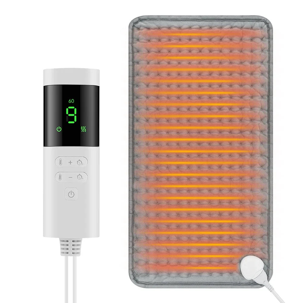 BowLift | ThermaEase Electric Heating Pad | 9 Temperature Levels & 4 Timer Modes | 30×60 cm | Washable & Quick Heating | For Back, Stomach & Legs