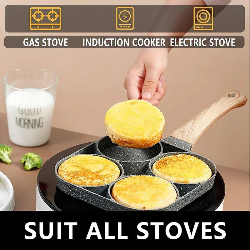 Skanto | LMETJMA 4-Cup Non-Stick Egg Pan - Pancake Cookware Suitable for Gas Stove and Induction Cooker JT87
