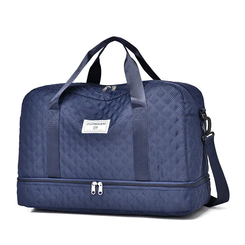 BowLift | Raumio TravelFlex Lightweight Travel Bag with Diamond Pattern | Large Sports & Weekend Bag with Shoe Compartment & Wet Compartment | Cabin Luggage Suitable & Foldable