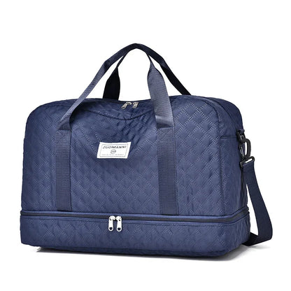 BowLift | Raumio TravelFlex Lightweight Travel Bag with Diamond Pattern | Large Sports & Weekend Bag with Shoe Compartment & Wet Compartment | Cabin Luggage Suitable & Foldable