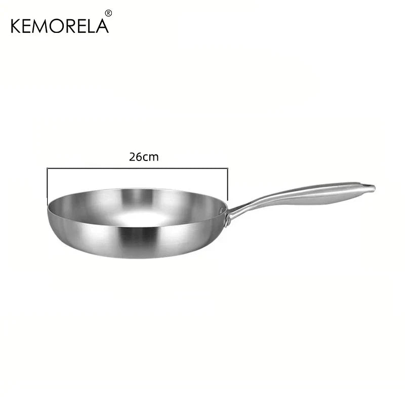Skanto | Professional Frying Pan - 304 Stainless Steel, 2MM thick 5-layer Steel Pan & Pot