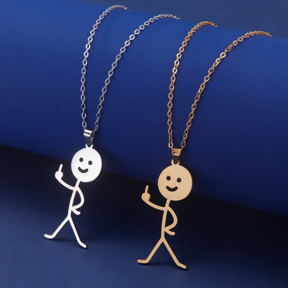 Skanto | Cute Punk Funny Middle Finger Stickman Necklace
