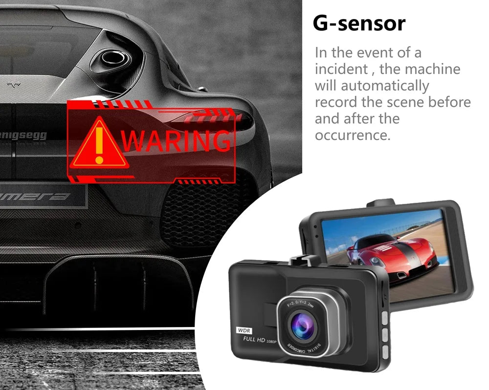 Skanto | Q08 1080P Dash Cam with G-Sensor - 170° Wide Angle Lens & Super Night Vision
