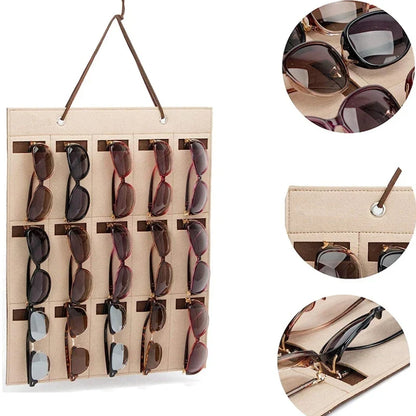 BowLift | GlasSpace Organizer | Wall-mounted Glasses Holder | Foldable Sunglasses Storage Bag | Space-saving & Dustproof | 42 × 38 cm